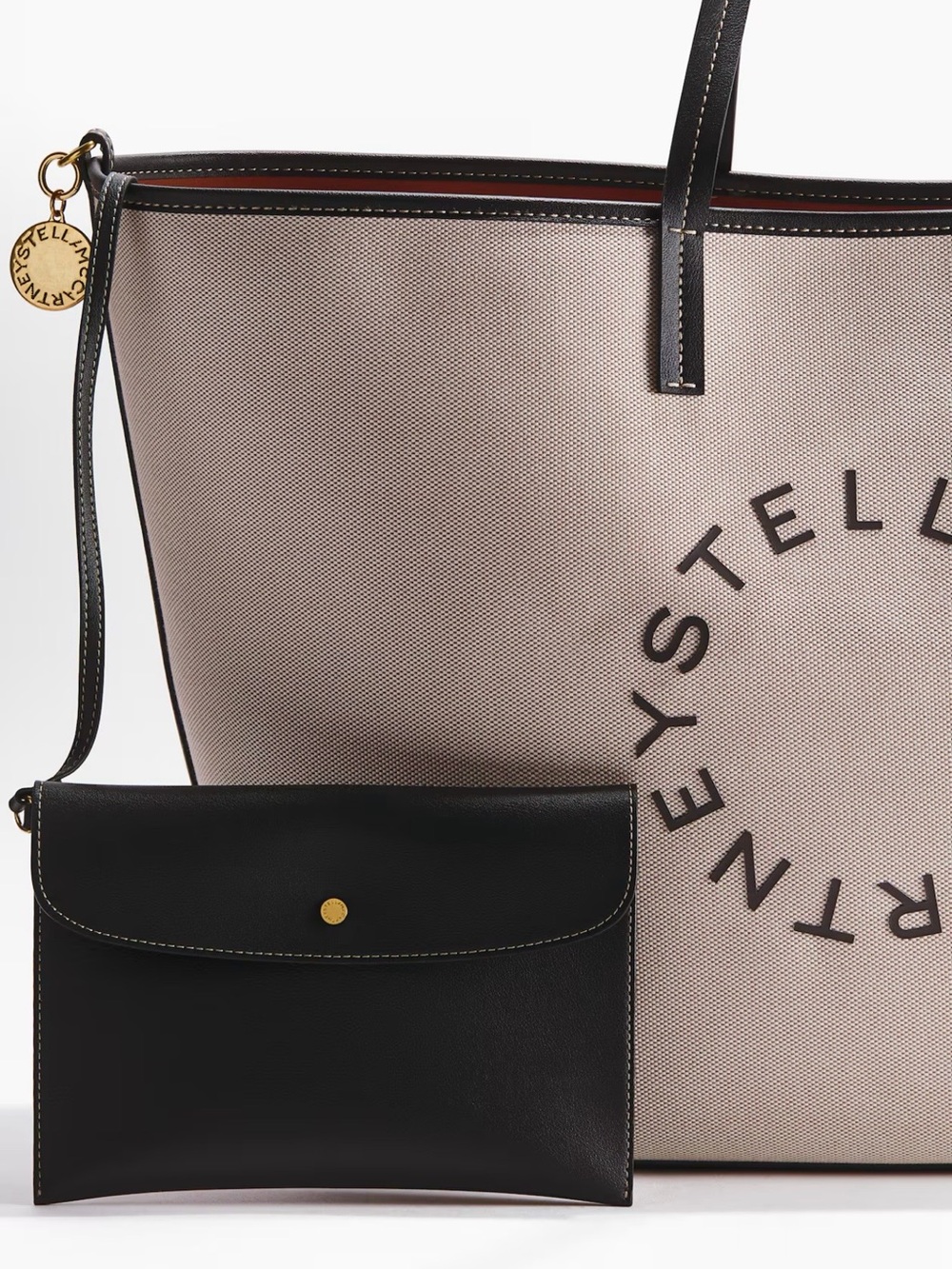 Stella McCartney Beige and Black Logo Circle Tote - Picture 2 of 8
